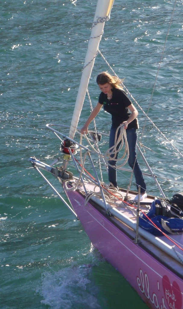Australian Jessica Watson prepares to berth her S&S34 Ella’s Pink Lady in Sydney © NSW Maritime http://www.maritime.nsw.gov.au